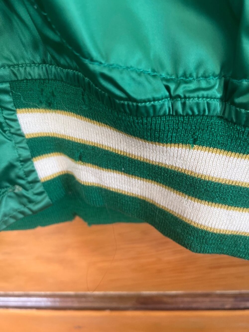 Vintage 1968 Oakland Athletics  Satin Wilson Warmup Jacket 42 Leather Pockets - Picture 7 of 16